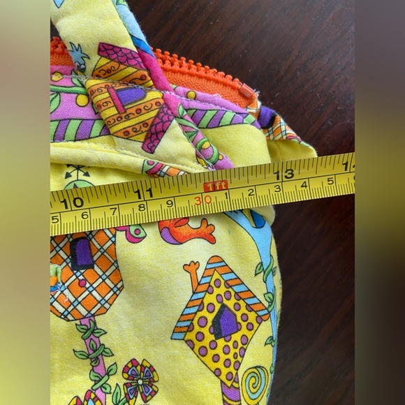 Colorful Bird & Flower Handmade Purse Whimsical Quilted Cotton - Picture 9 of 11